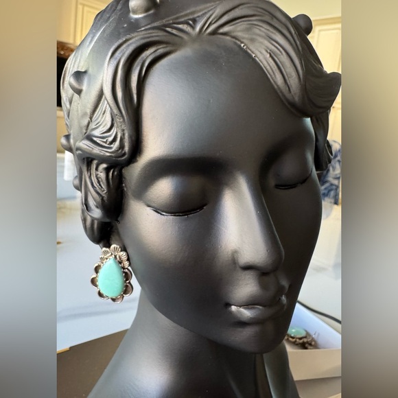 Native American earring and broach with sterling silver and turquoise - Picture 16 of 16